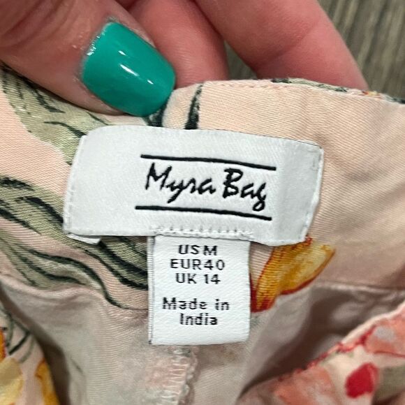 Myra Bag Floral Charm Shorts High Rise Tie Belt Rayon Pockets Pink Multi Size M - Picture 2 of 5